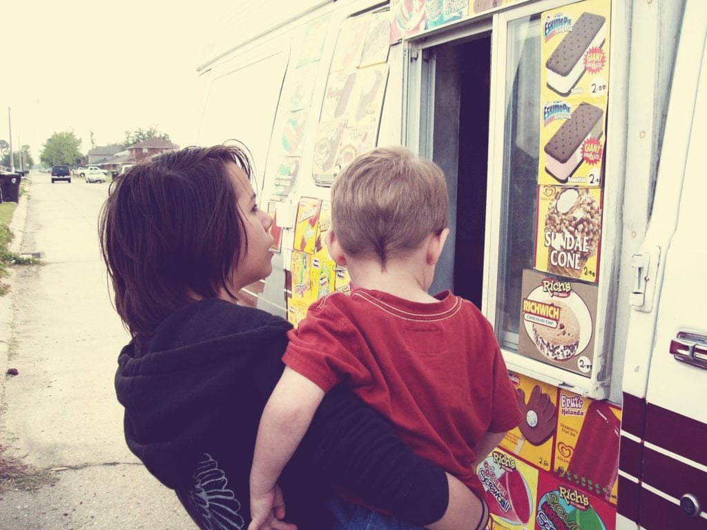 Well, none of us heard nothing. But him talking about it so much made everybody wish it was true. So, we jumped up in down in the front yard and screamed: “we want the Ice Cream Man, we want the Ice Cream Man” until Destiny came out and told us to shut the fuck up.